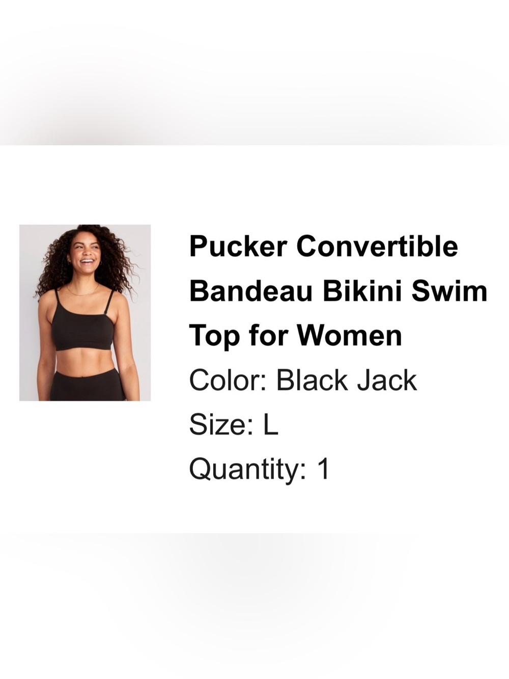 NWT Old Navy Pucker Convertible Bandeau Bikini Swim Top Women’s Size L Black - Picture 5 of 5